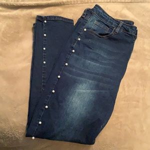 Pearl Accented Straight Jeans Size 1XL